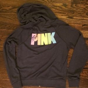 VS pink L gray rainbow hoodie zip up